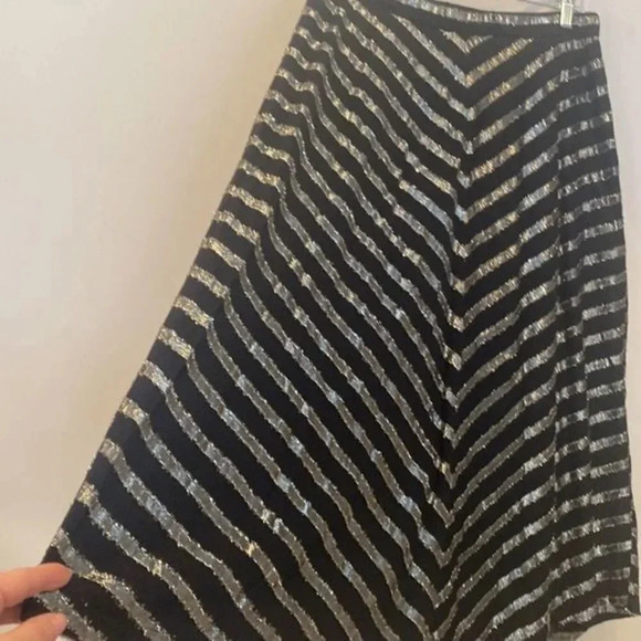 ALFANI Womens Black Sequined Glitter Striped Party Fit + - Picture 4 of 7